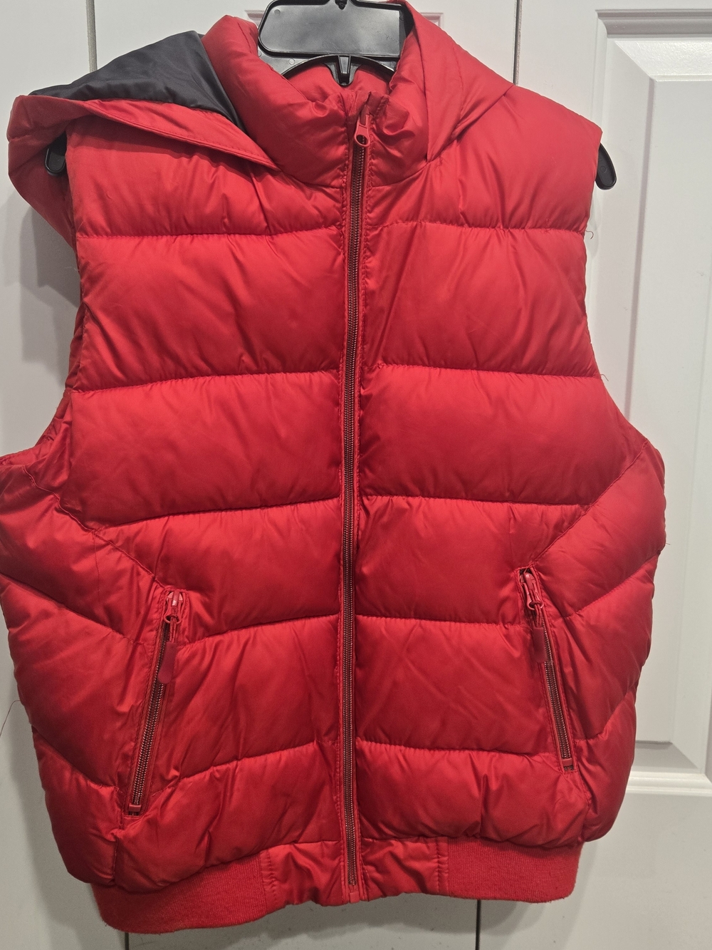 Zara Bright Red Quilted Puffer Vest with Hood